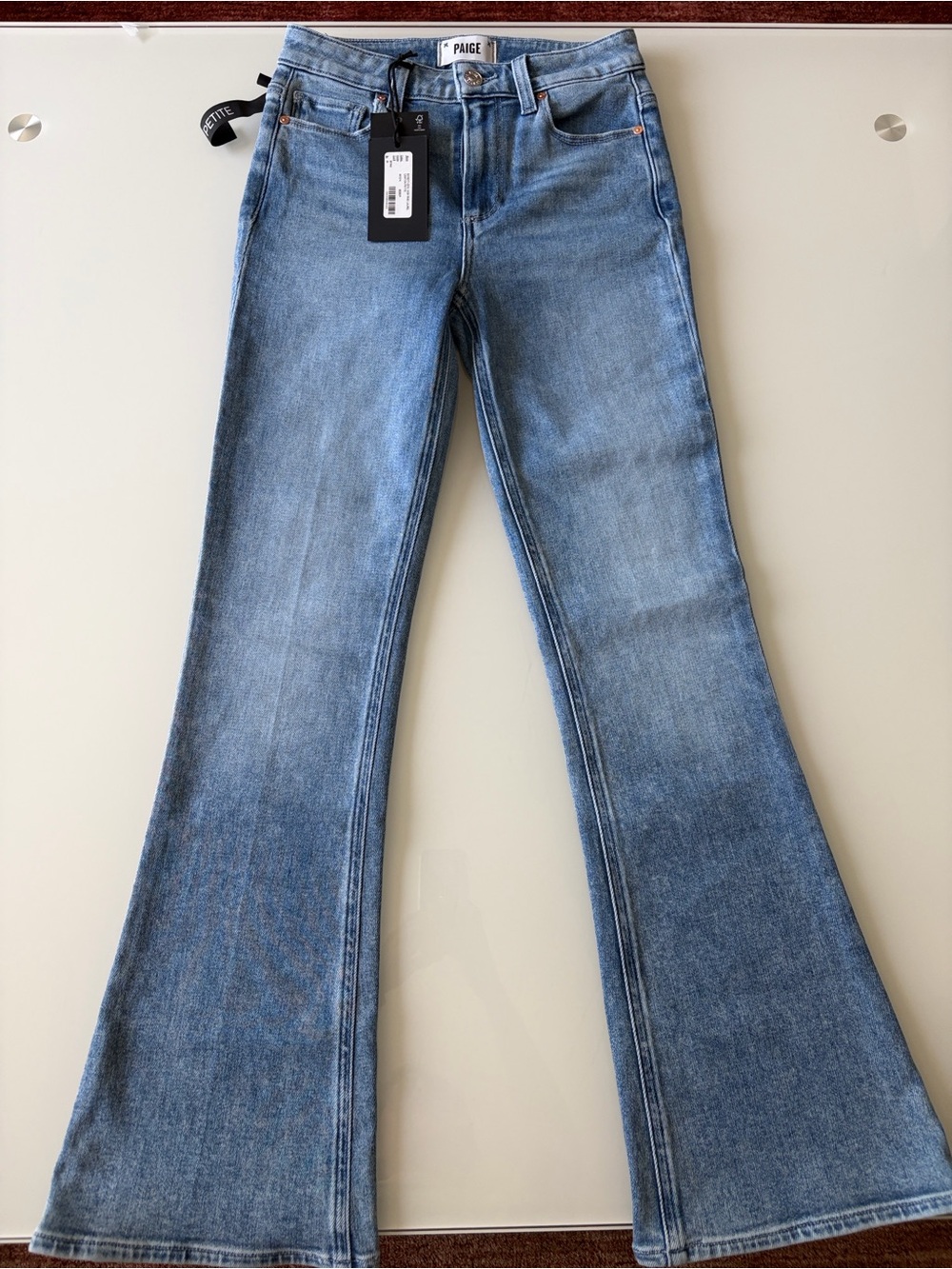 Paige Petites High Rise Laurel Canyon Jeans in Monaco Mist Sz 24 - Picture 6 of 15